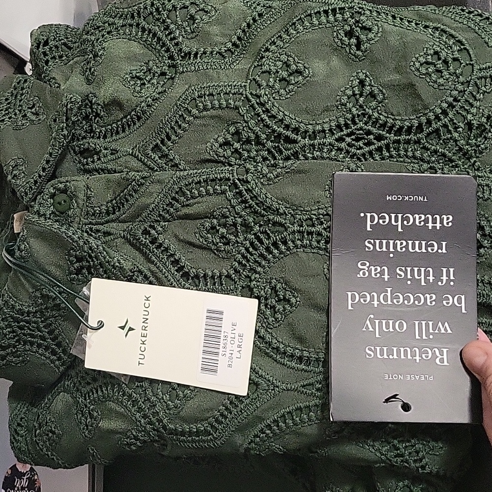 Tuckernuck Green Eyelet Midi Dress - Picture 8 of 9